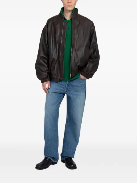 ssstein stand-collar leather jacket