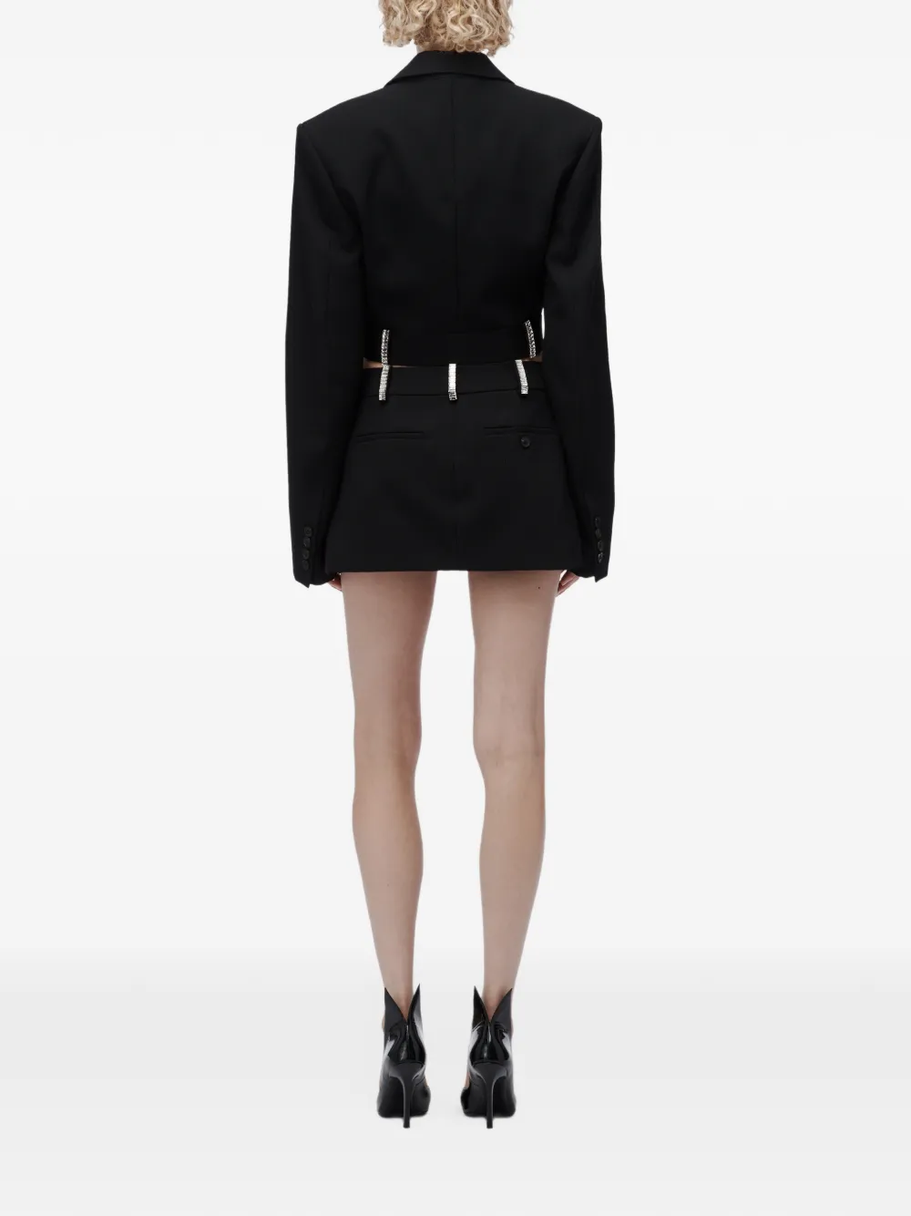 Alexander Wang mid-rise mini skort w crystal beltloops Zwart