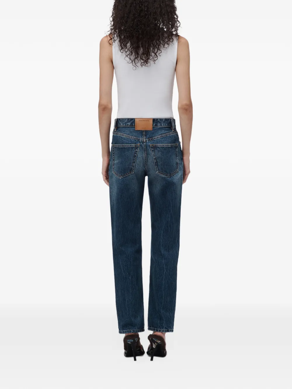Alexander Wang high-rise taper jean w crystal stud Blauw