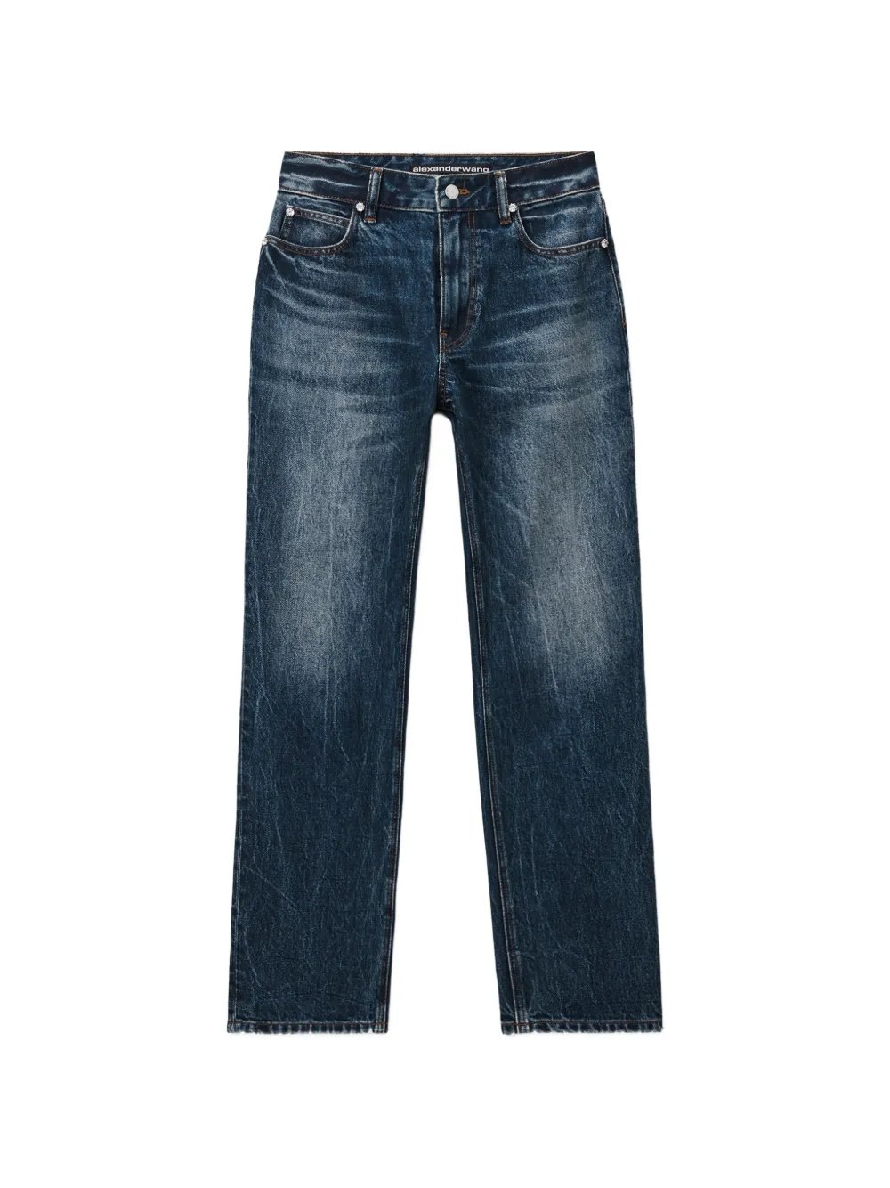 Alexander Wang high-rise taper jean w/ crystal stud - Blu
