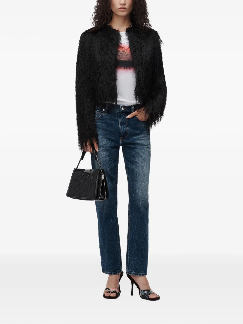 Alexander Wang high-rise taper jean w crystal stud Blauw