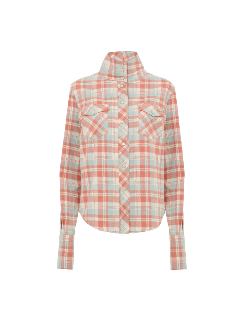 Chloé Lavallière check-pattern high-neck shirt Oranje