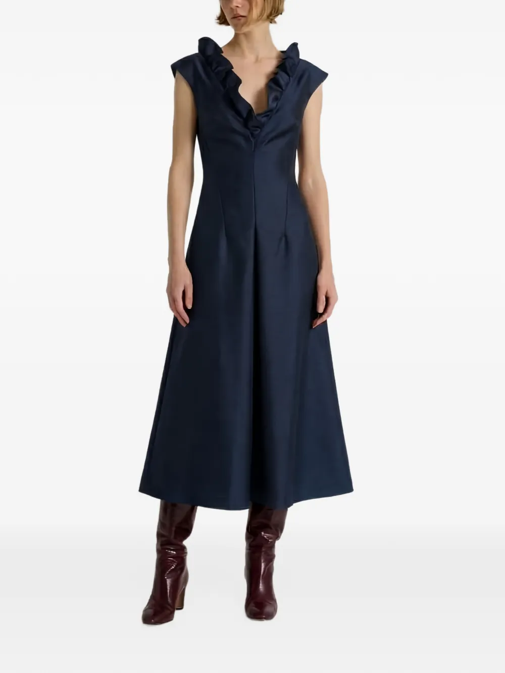 Alberta Ferretti Midi-jurk met V-hals Blauw