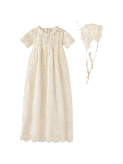 JESURUM BABY lace-overlay A-line hat and dress (set of two)