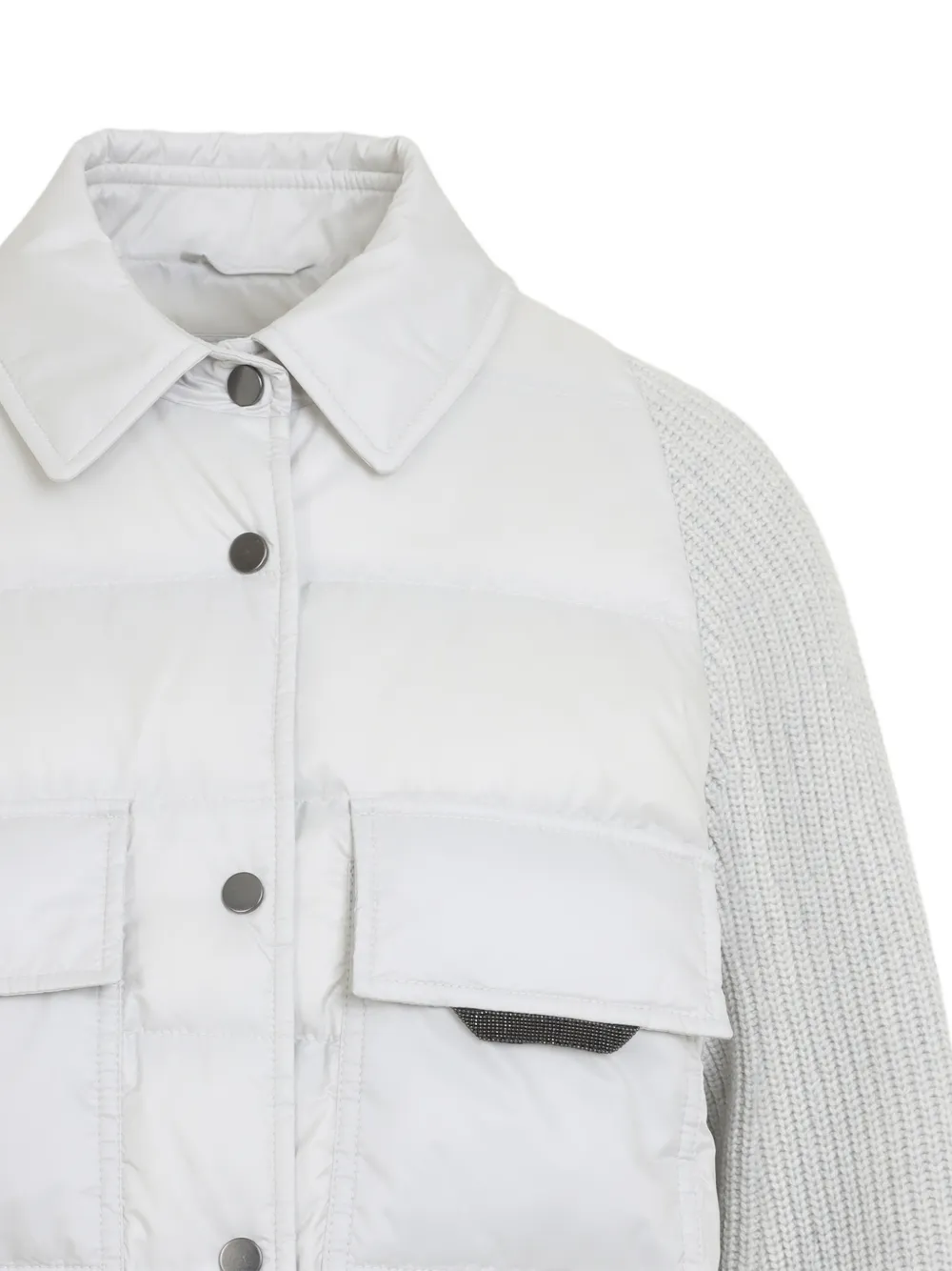 Brunello Cucinelli quilted Geyser hybrid jacket Grijs