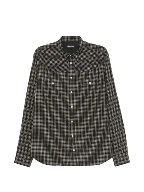 Emporio Armani long-sleeves check flannel shirt with two chest pockets