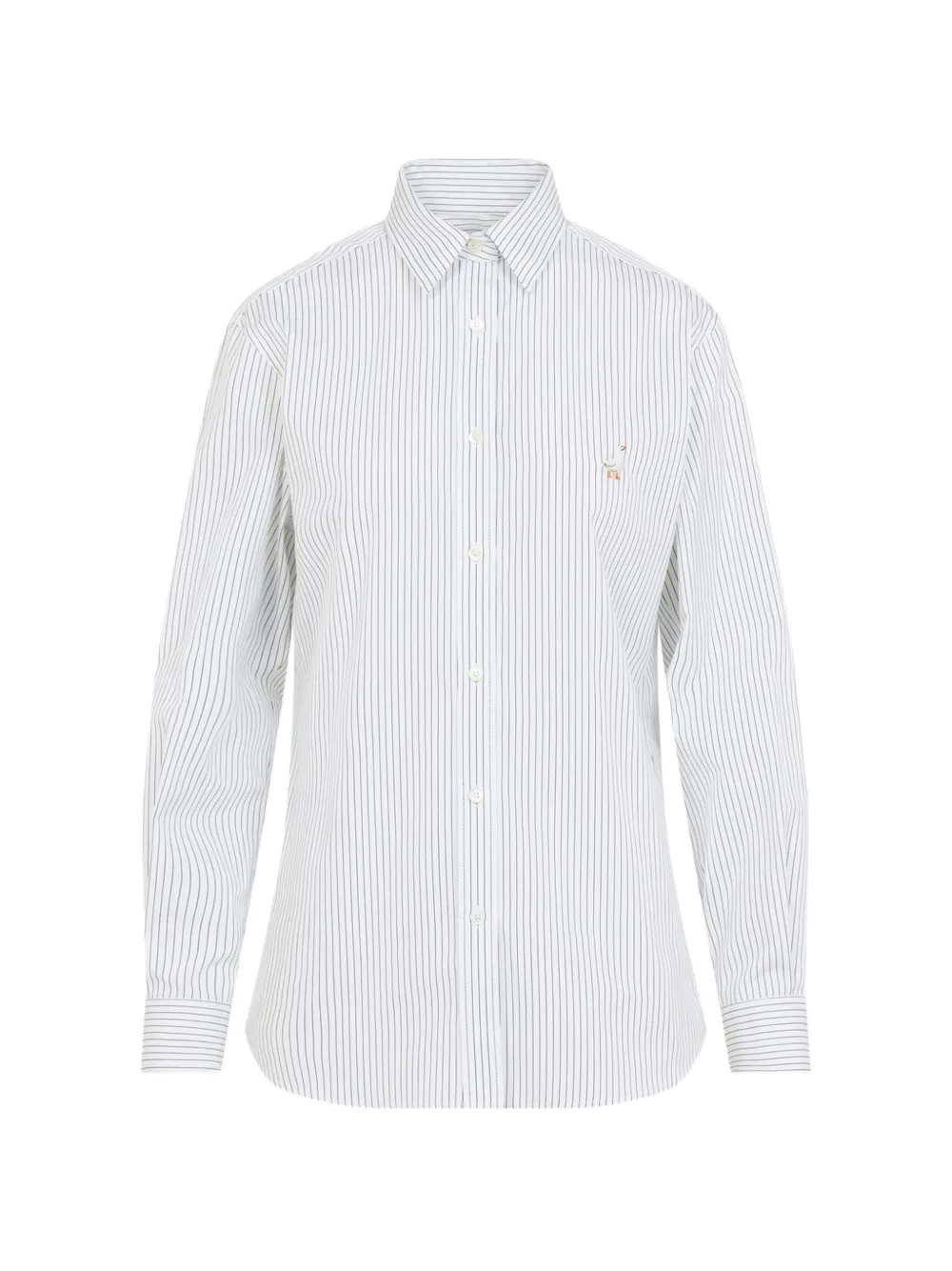 Moschino striped embroidered-logo shirt Wit