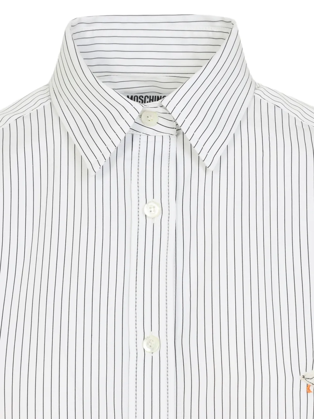 Moschino striped embroidered-logo shirt Wit