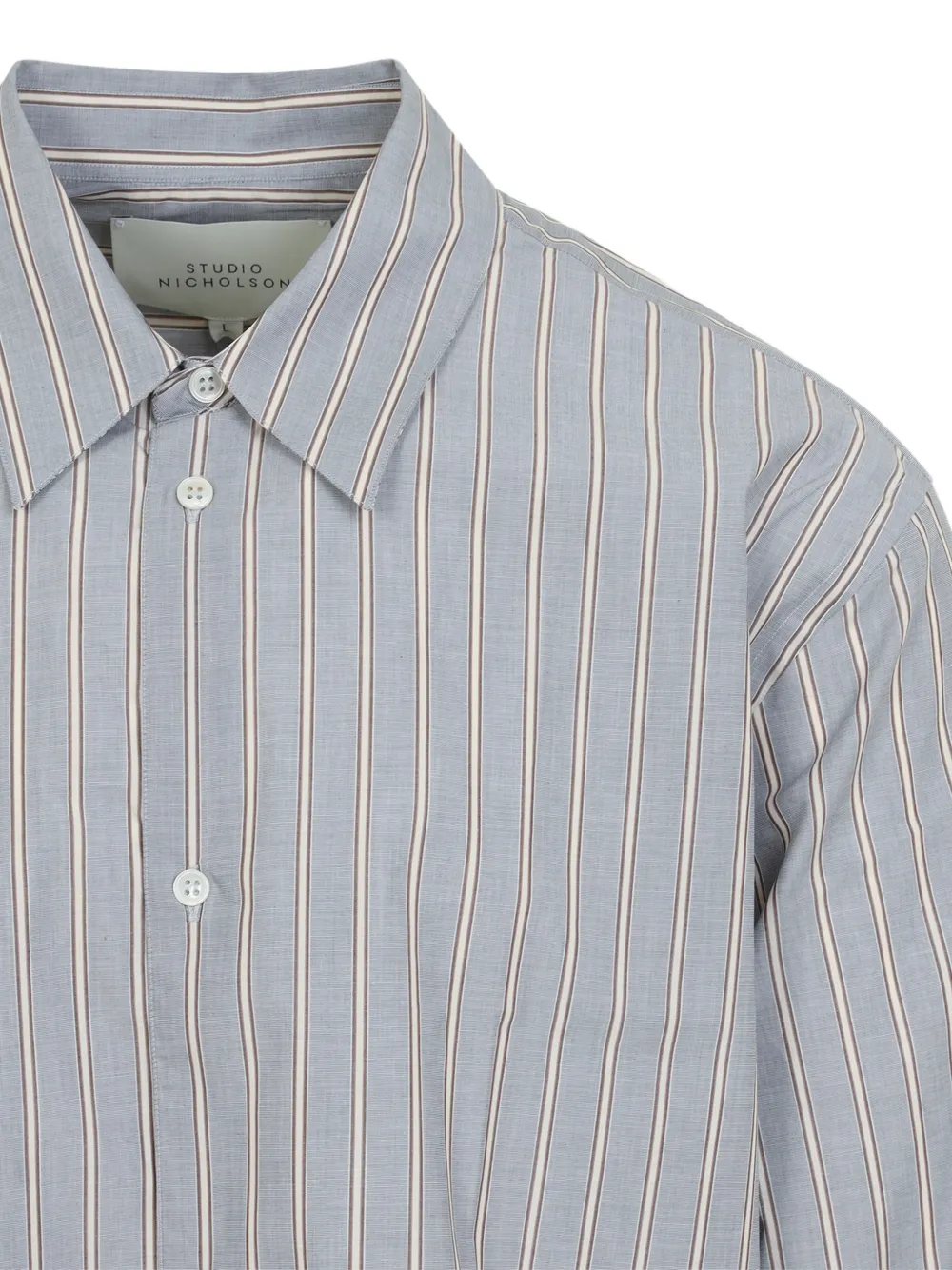 Studio Nicholson View striped cotton shirt Blauw