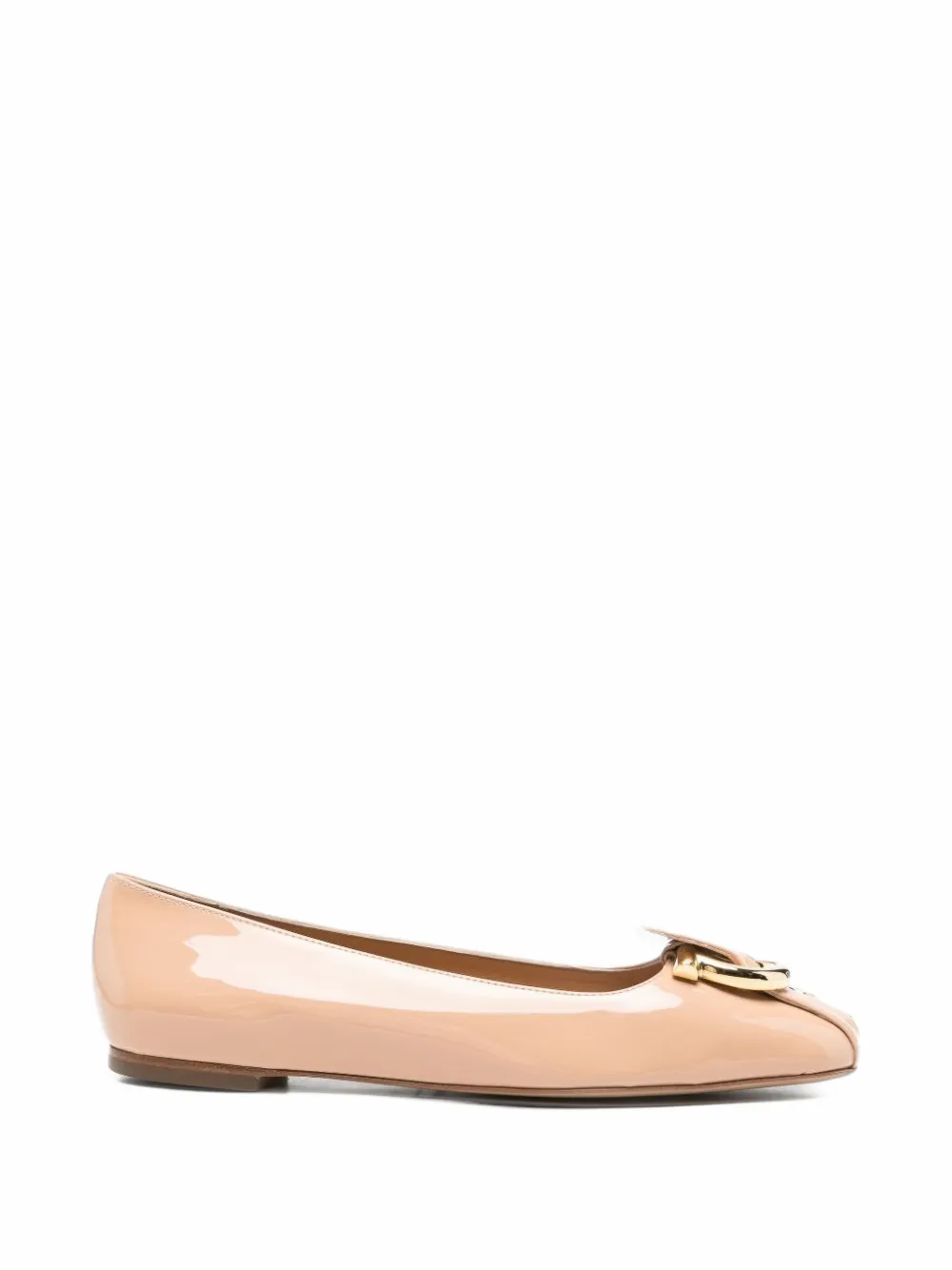 Ferragamo Gancini patent-leather ballet flats - Toni neutri