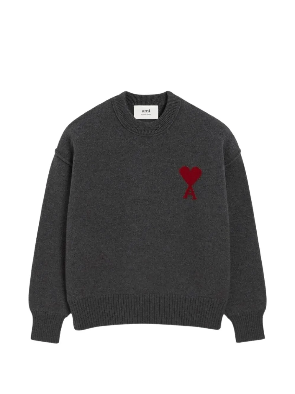 AMI Paris AMI DE COEUR WOOL CREWNECK SWEATER Grijs