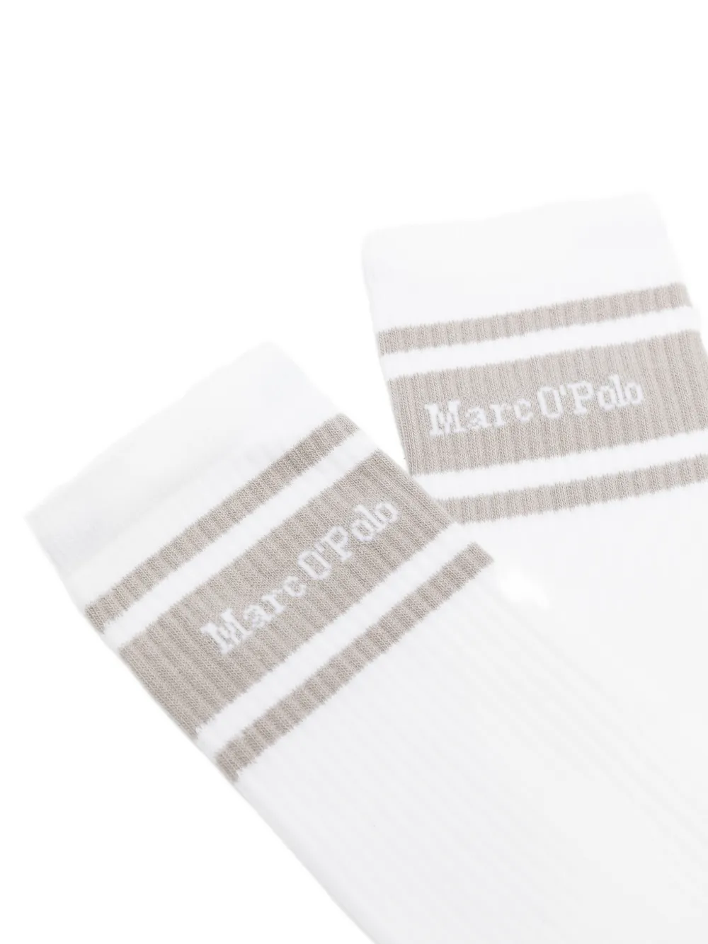 Marc O'Polo Drie paar gestreepte sokken met logo-print Wit