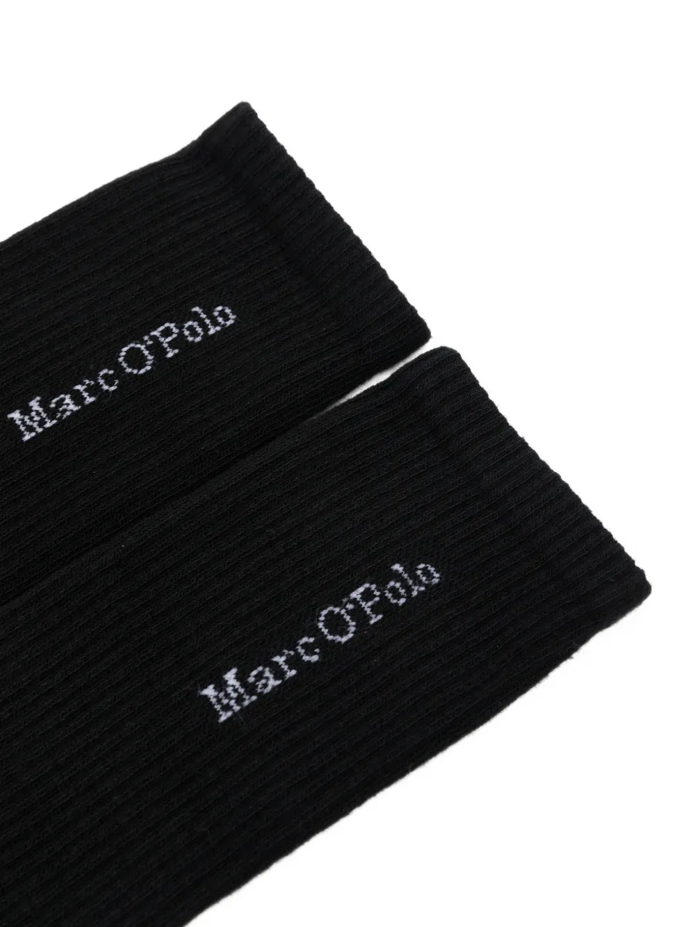 Marc O'Polo Twee paar ribgebreide sokken met logo-print Zwart