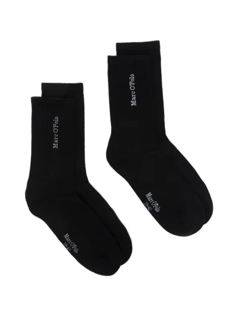 Marc O'Polo ribbed-knit logo-print socks (set of two)