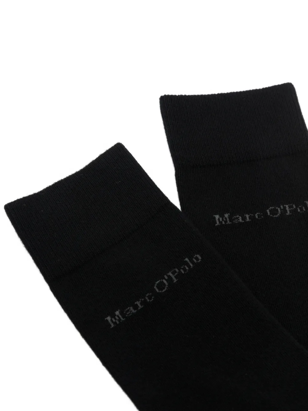 Marc O'Polo Twee paar geribbelde sokken met logo-print Zwart