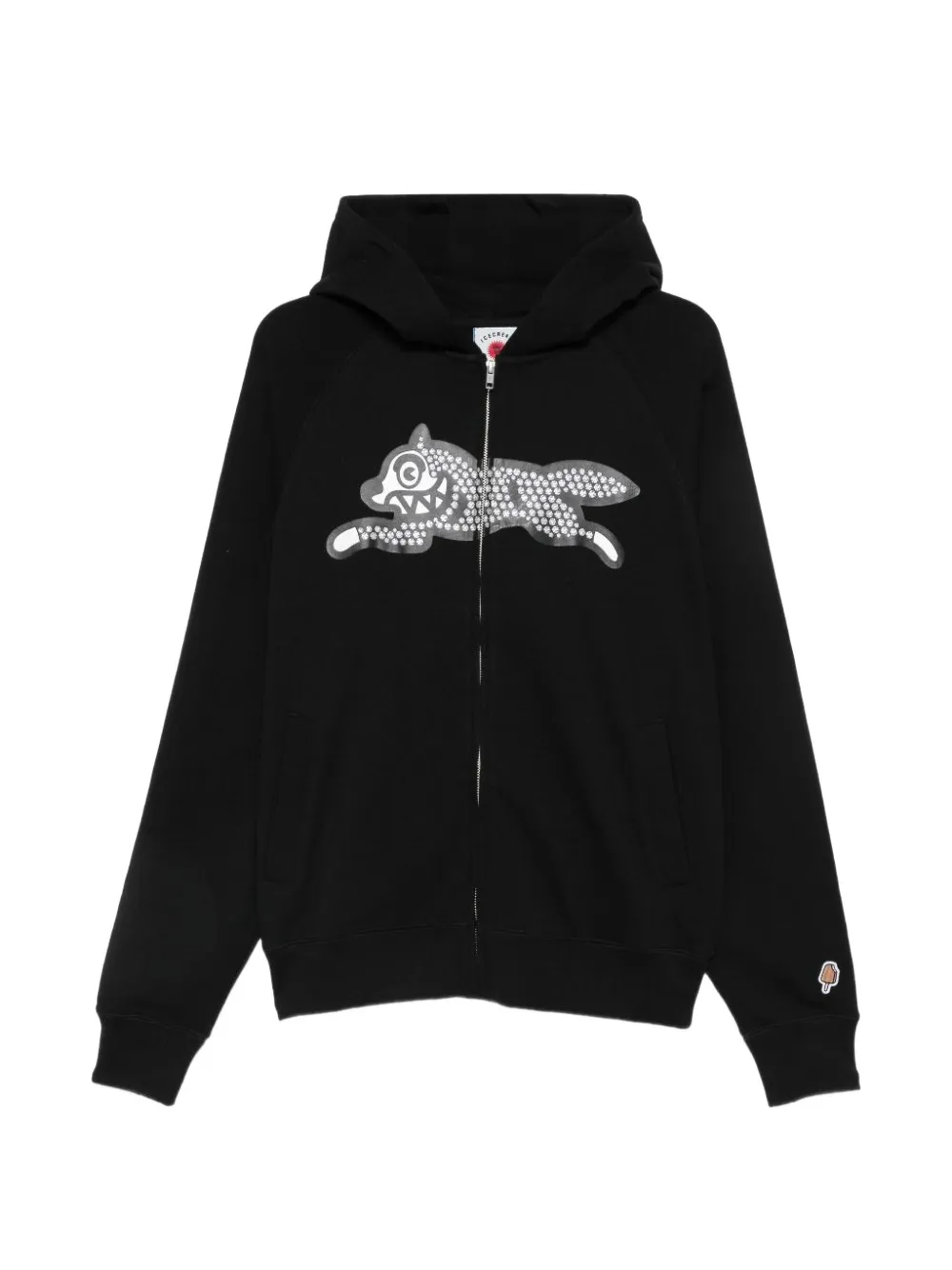 ICECREAM Running Dob glitter-embellished zip-up hoodie Zwart