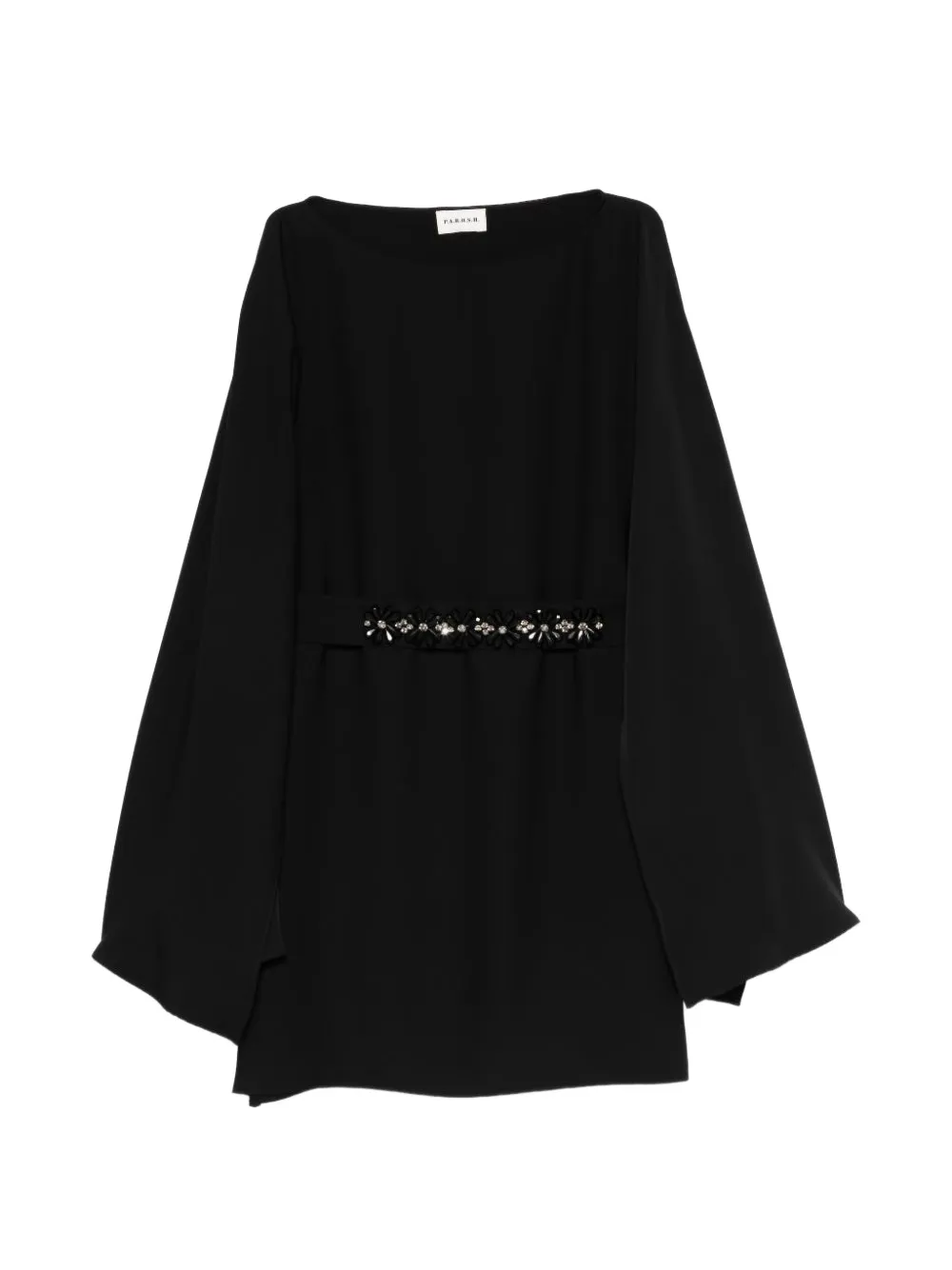 P.A.R.O.S.H. embellished boat-neck mini dress Zwart