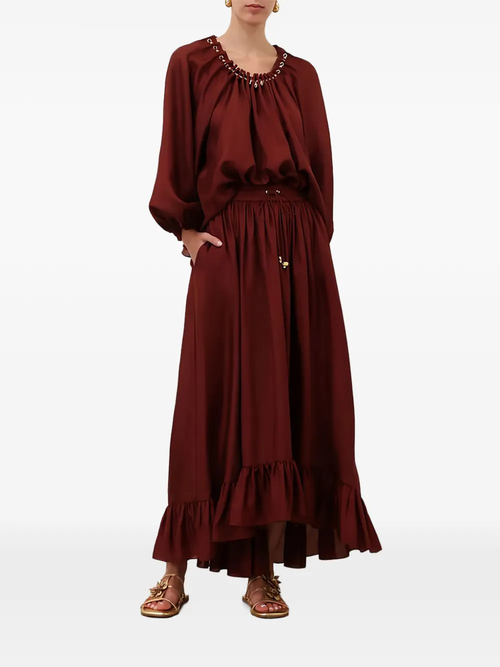 ZIMMERMANN Aster maxi skirt Rood