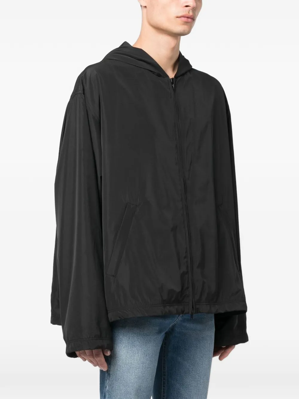 Balenciaga logo-print hooded jacket Zwart