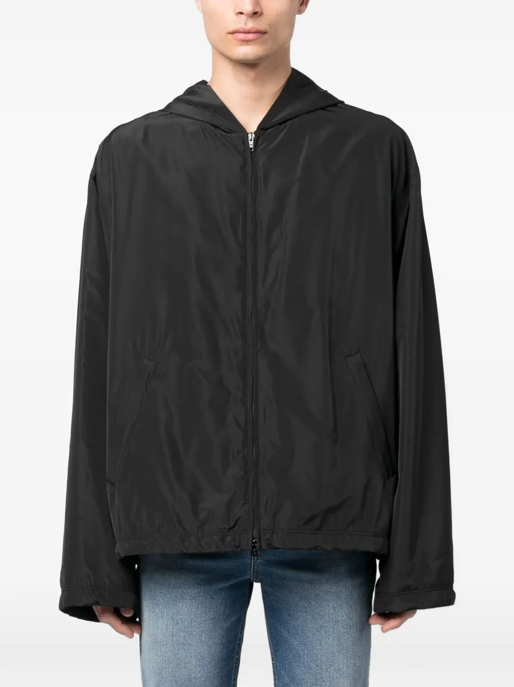 Balenciaga logo-print hooded jacket Zwart