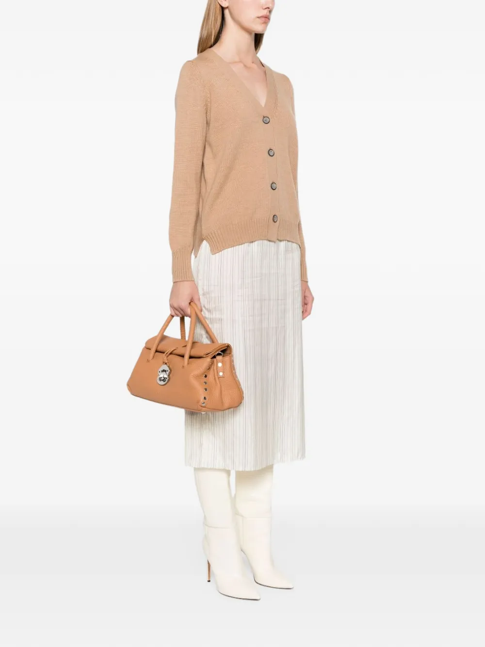 Zanellato small Dotta pebbled-leather tote bag Bruin