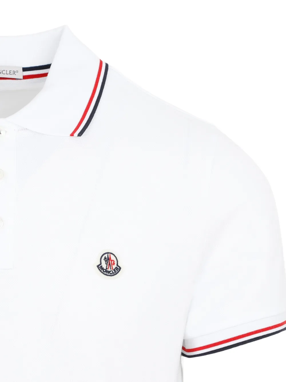 Moncler logo-patch tipped polo shirt Wit