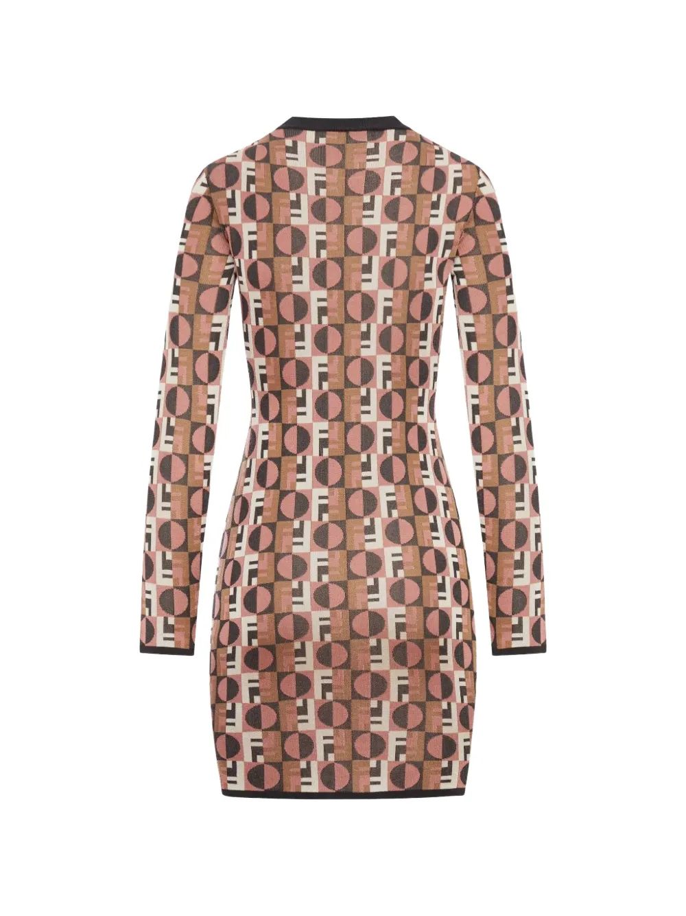 FENDI geometric-print long-sleeve mini dress Bruin