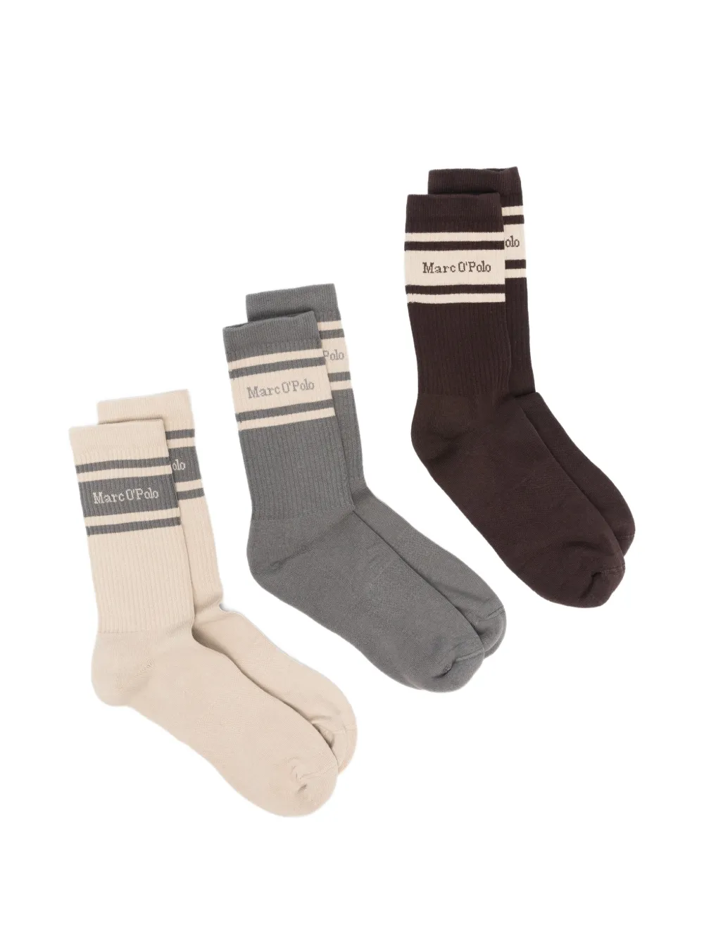 Marc O'Polo logo-print striped-detail socks (set of three) - Toni neutri