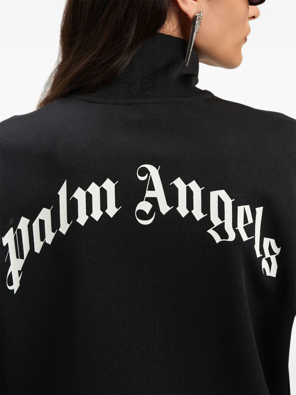 Palm Angels logo-print zipped sweatshirt Zwart
