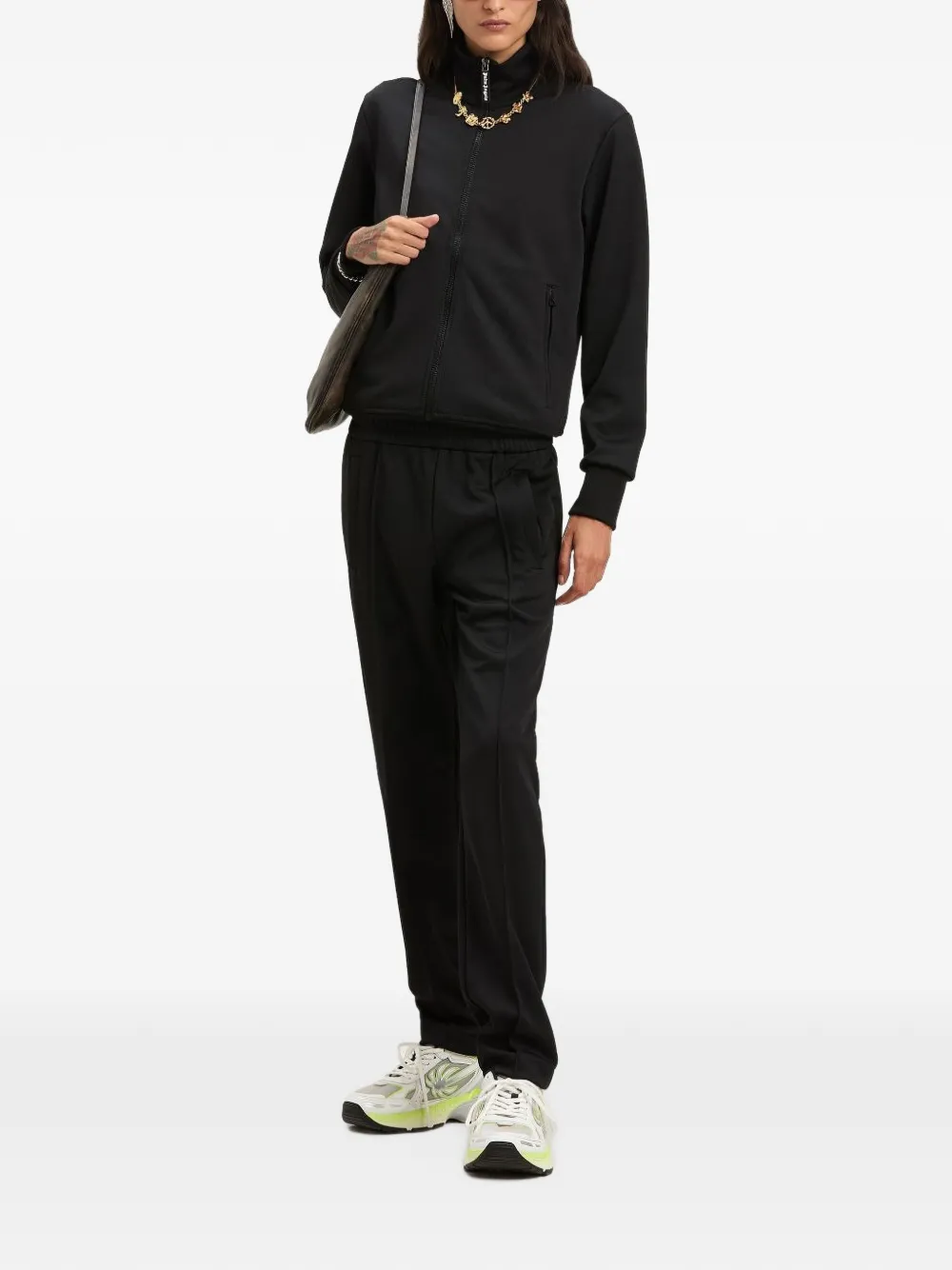 Palm Angels logo-print zipped sweatshirt Zwart