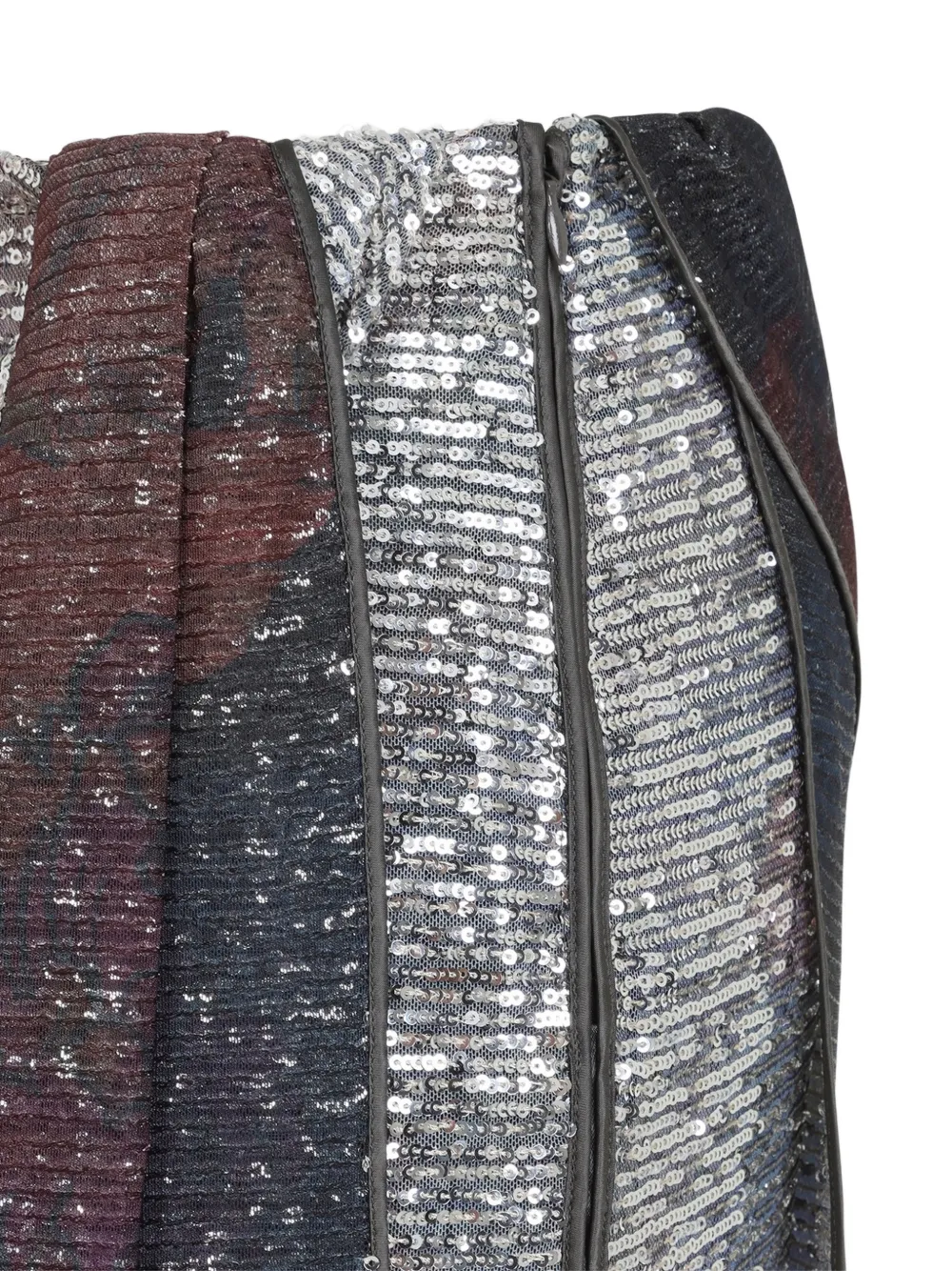 Maison Margiela printed paillettes draped maxi skirt Blauw