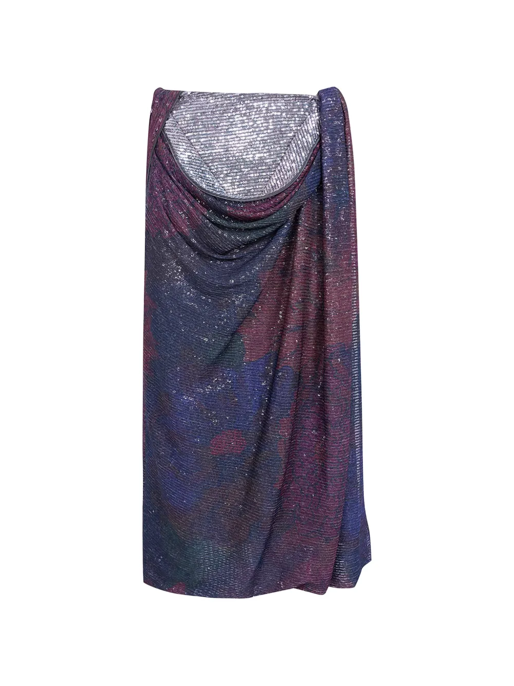 Maison Margiela printed paillettes draped maxi skirt - Blu