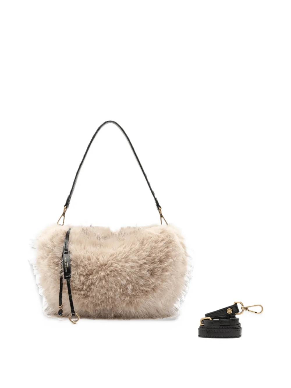 GIANNI CHIARINI small Cleo faux-fur shoulder bag Beige