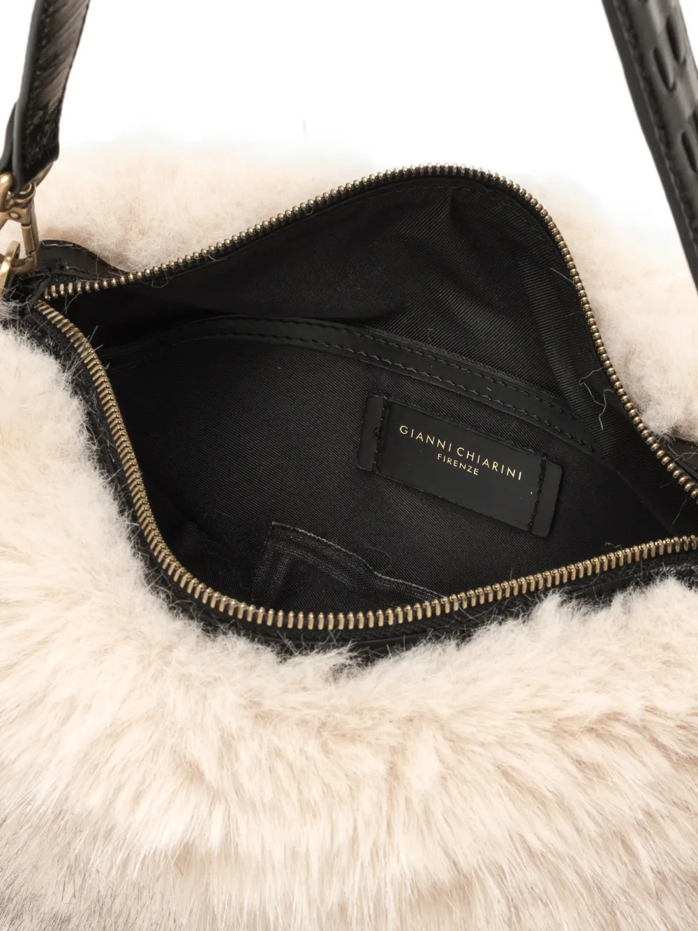 GIANNI CHIARINI small Cleo faux-fur shoulder bag Beige