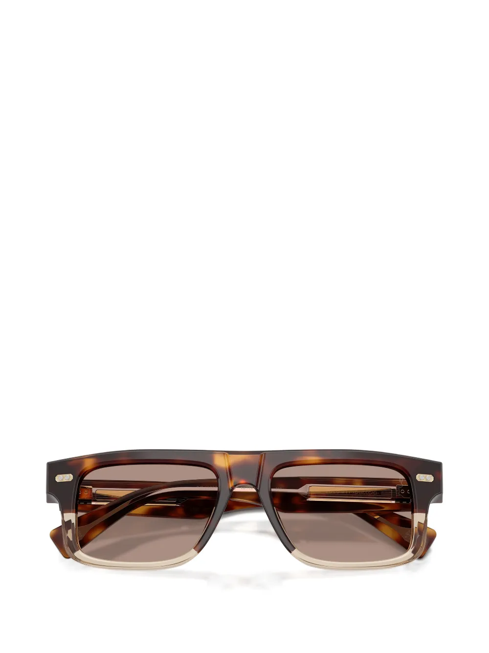 Brunello Cucinelli tortoiseshell-effect rectangle-frame sunglasses Bruin