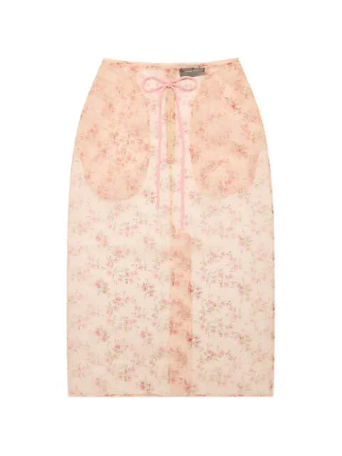 Simone Rocha sheer frayed pencil midi skirt