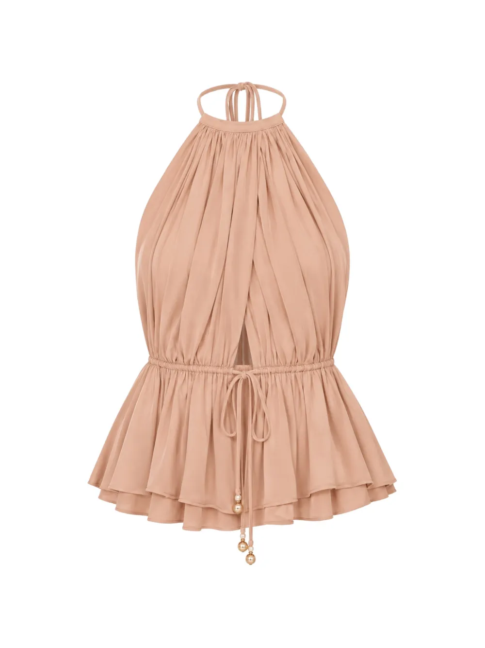 KIMBERLY TAYLOR Mallorca halterneck peplum top - Toni neutri