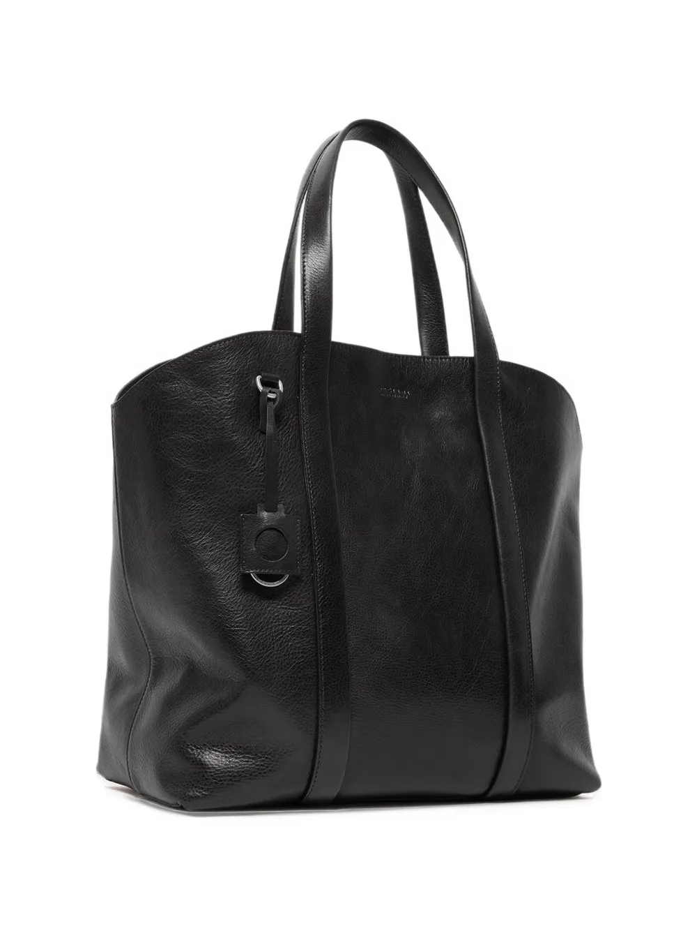 Orciani Lagoon grained leather tote bag Zwart