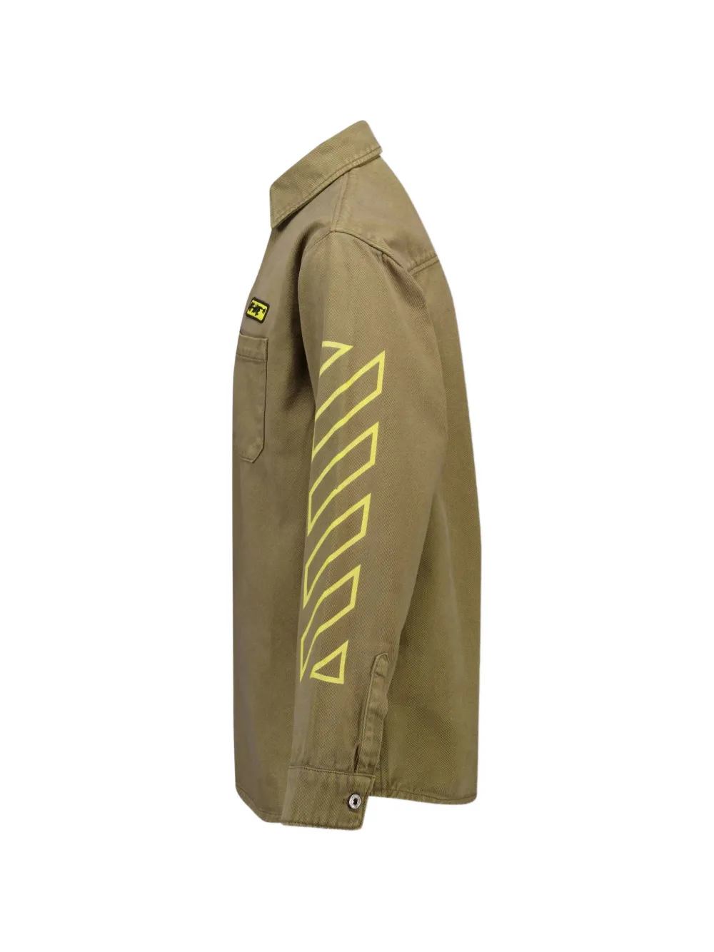 Off-White Kids Diagonals logo-patch shirt Groen