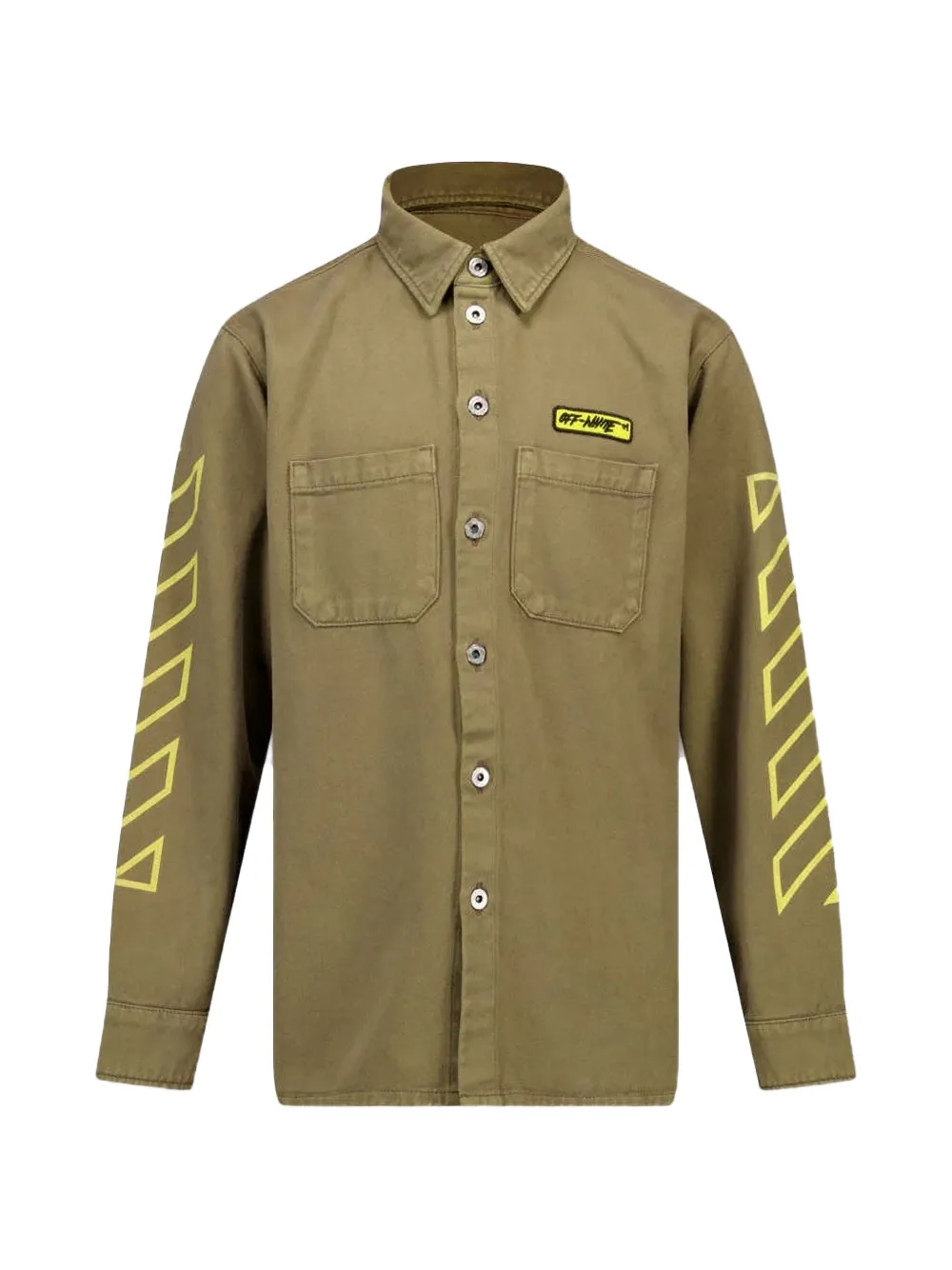 Off-White Kids Diagonals logo-patch shirt - Verde