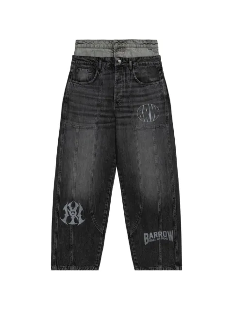 BARROW double-waistband logo-print jeans