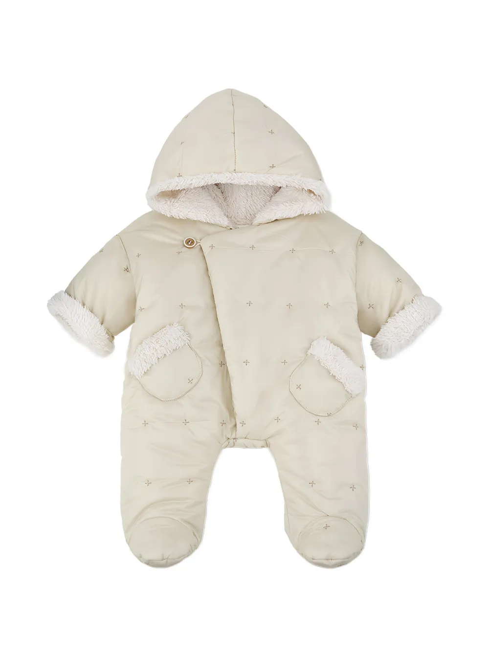 1+ In The Family embroidered hooded snowsuit Beige