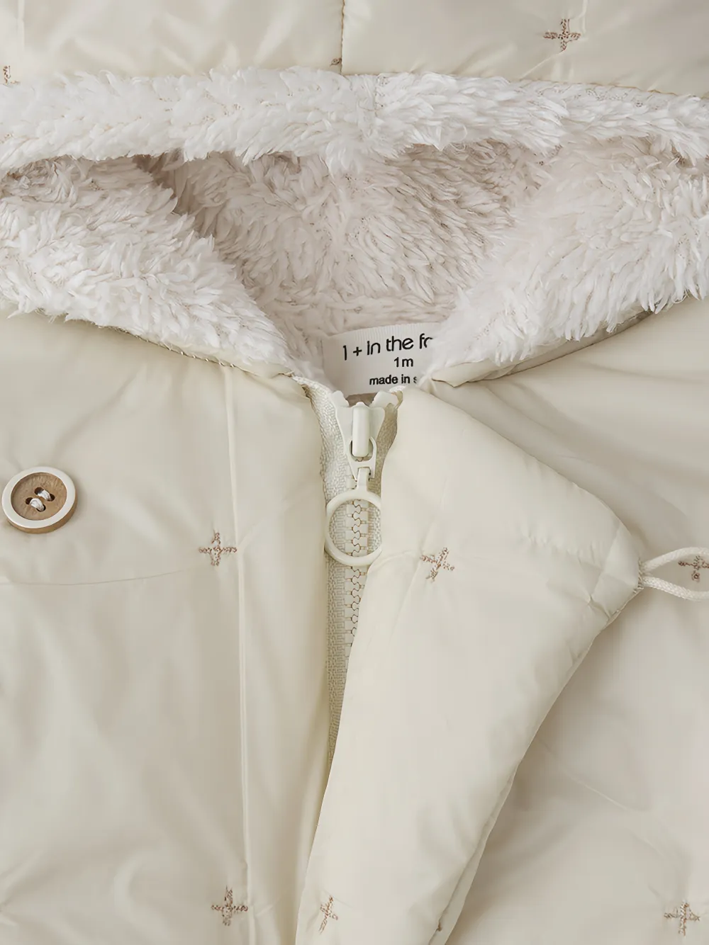 1+ In The Family embroidered hooded snowsuit Beige