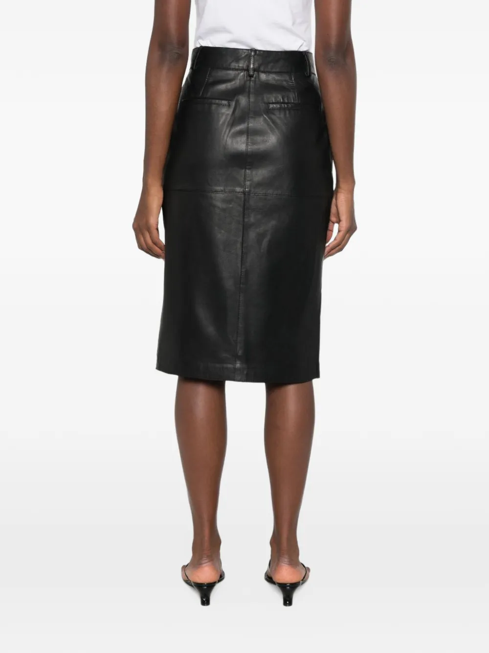P.A.R.O.S.H. panelled leather midi skirt Zwart