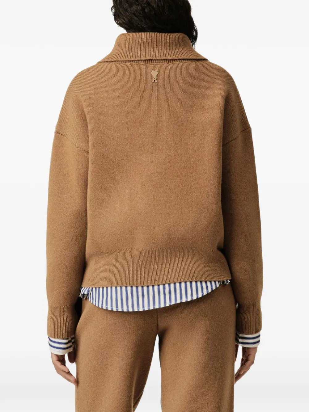 AMI Paris buttoned high-collar sweater Bruin