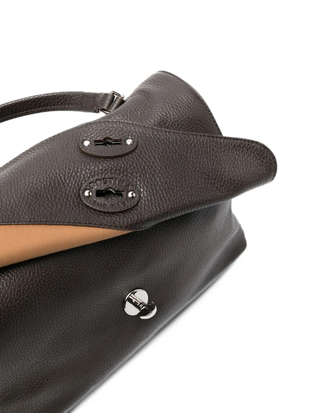 Zanellato small Postina grained leather tote bag Bruin