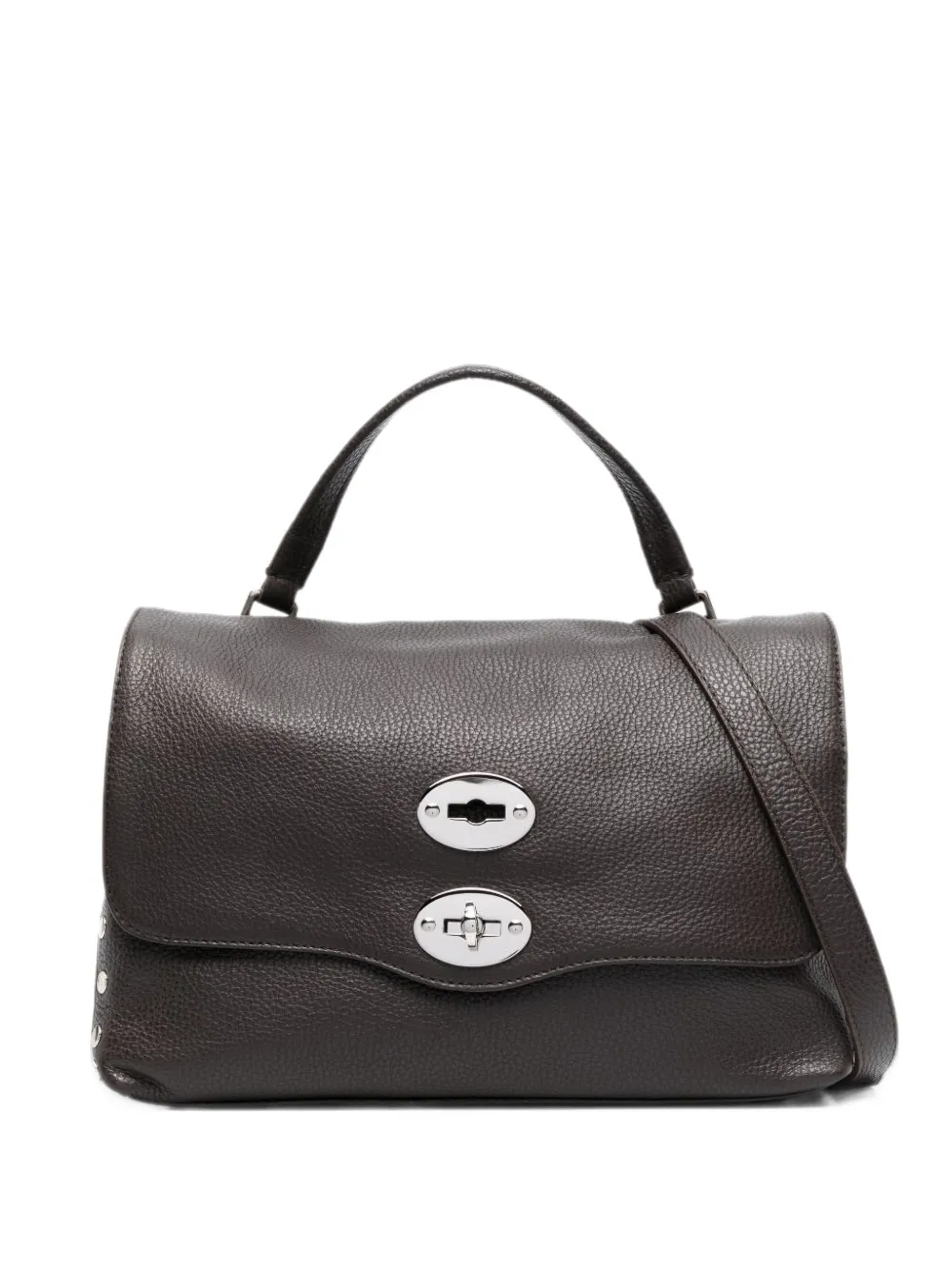 Zanellato small Postina grained leather tote bag Bruin
