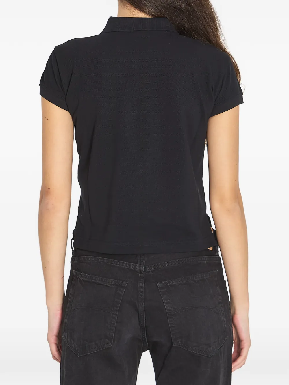 Balenciaga logo-embroidered piqué polo shirt Zwart