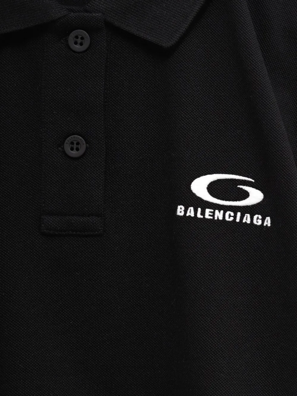 Balenciaga logo-embroidered piqué polo shirt Zwart