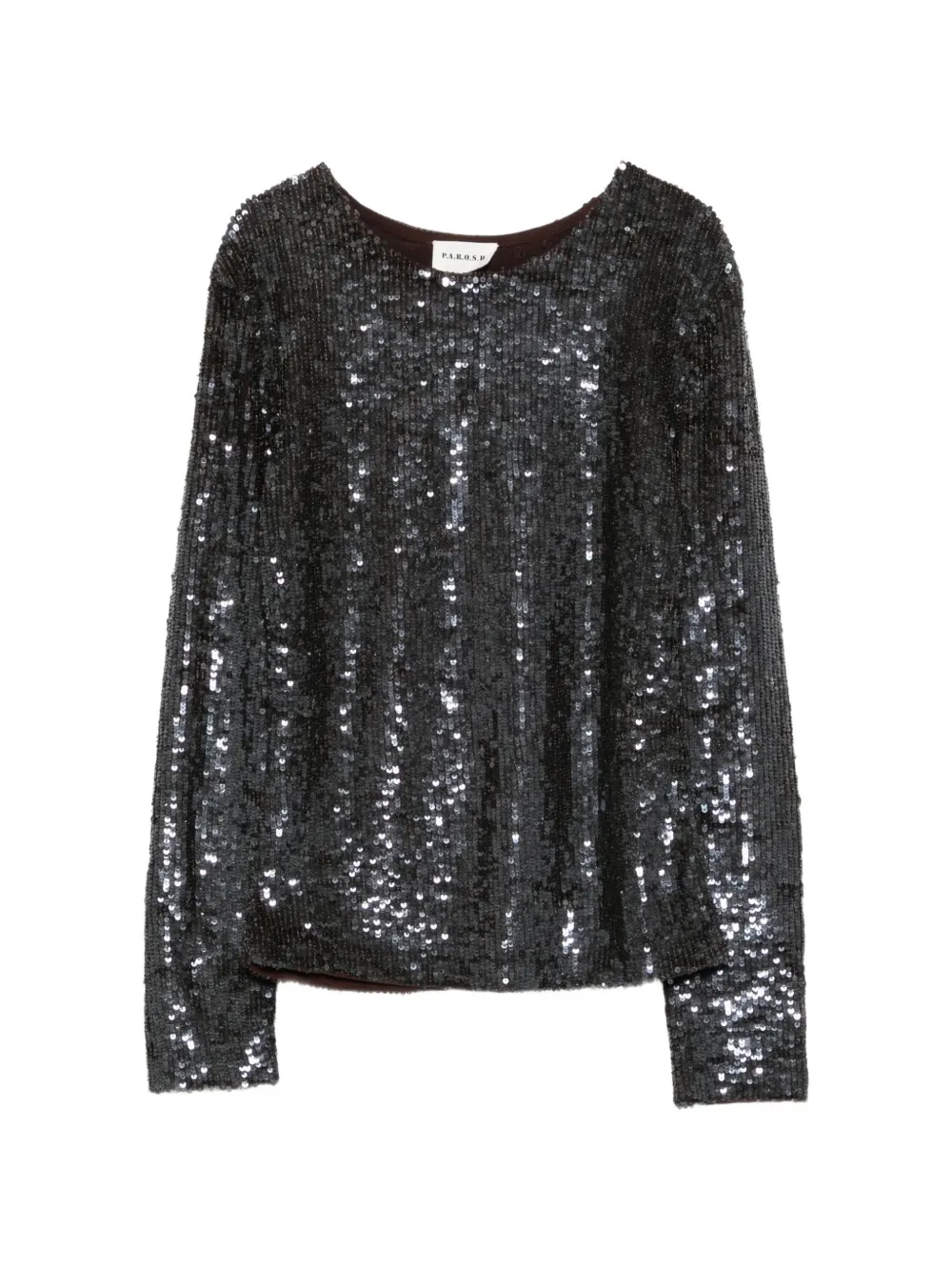 P.A.R.O.S.H. sequin-embellished long-sleeved blouse - Marrone
